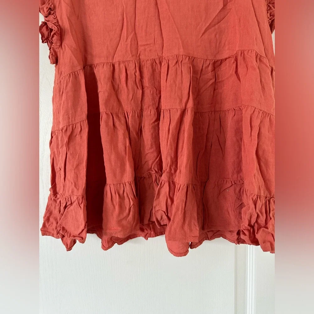 Rust-colored Ruffled Swing Top - Size Small - Picture 6 of 7